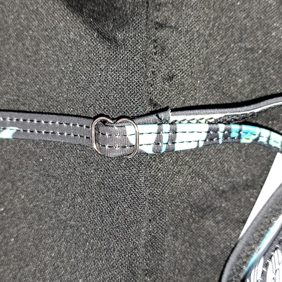 2XL ruffled mesh overlay one piece. NWT. Black green & blue. - Picture 5 of 7